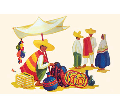 Mexican Basket Merchant Painting Print