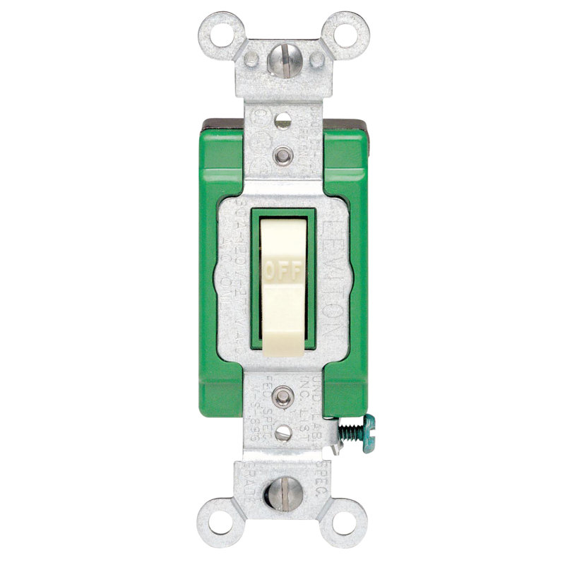 Leviton Industrial 30 Amp Double Pole Toggle AC Quiet Switch Ivory 1 Pack
