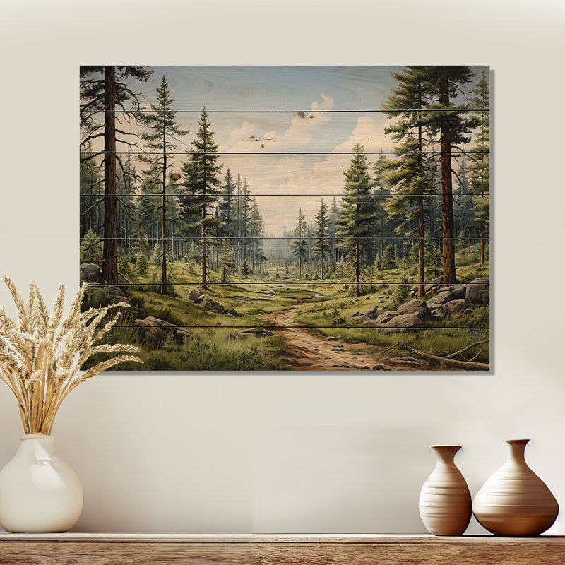 Pin «Whispering Pines II» - impression sans cadre sur bois, H 24 po x l 32 po x P 0,78 po