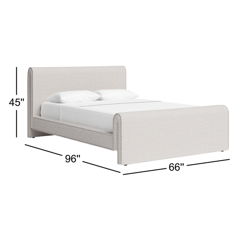 Chaylin Upholstered Platform Bed, Queen, Cream Boucle Fabric