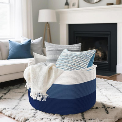 Laundry Basket, Large Blanket Basket For Toys & Clothes, 55X35cm 68L Foldable Hols Shape Wel, Colours Suit Neutral Decor Laundry Hamper For Living Room Bedroom