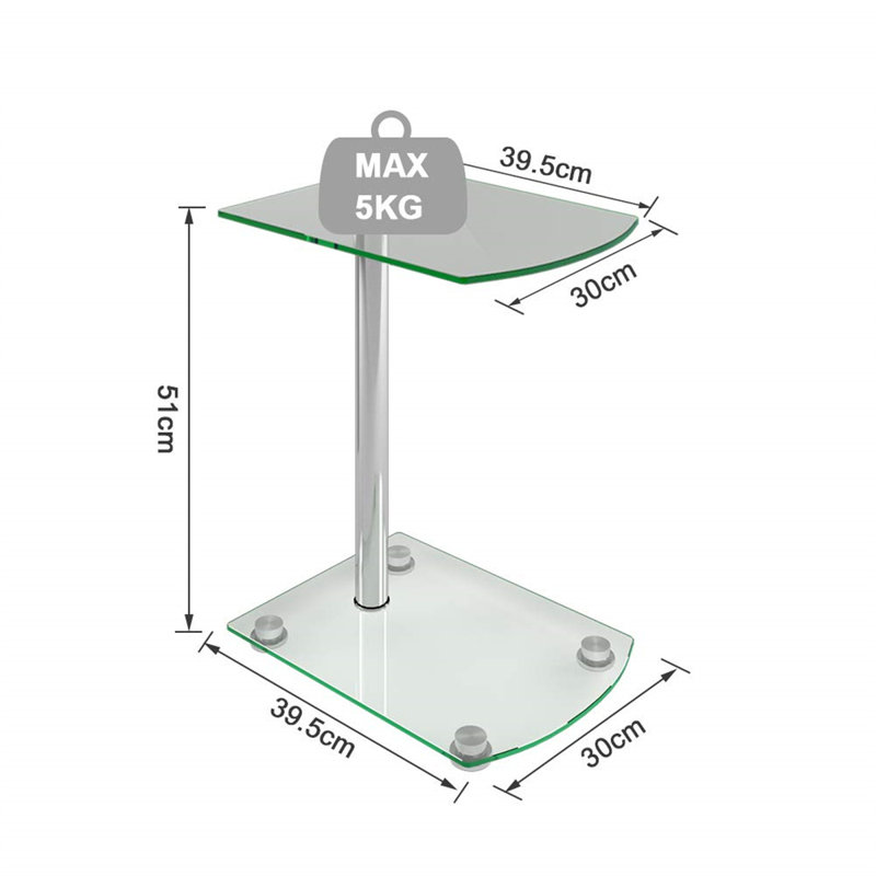 Fletching Glass Top Floor Shelf End Table
