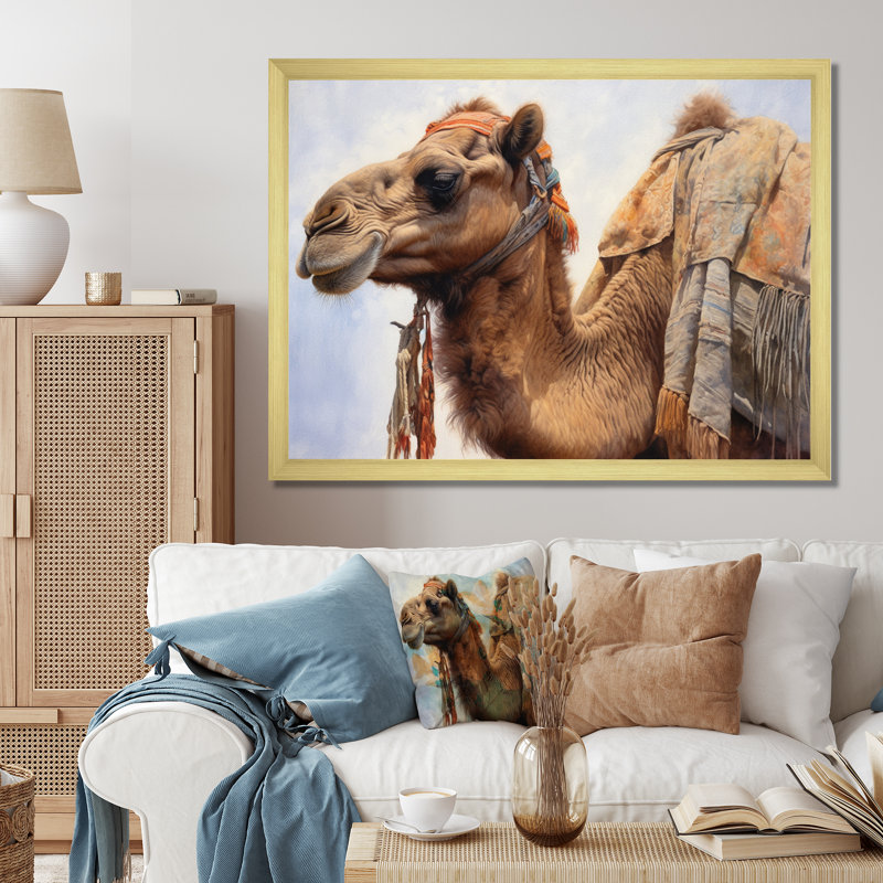 Camel Desert Nomad II, reproduction d'art sur toile, H 34 po x l 44 po x P 1,5 po, Cadre doré à une seule photo