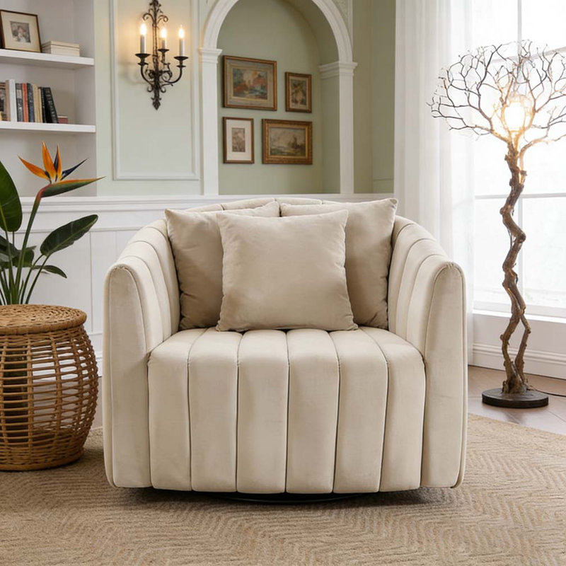 Canapé-lit simple pliable de 40 po avec accoudoirs et dossier, Beige