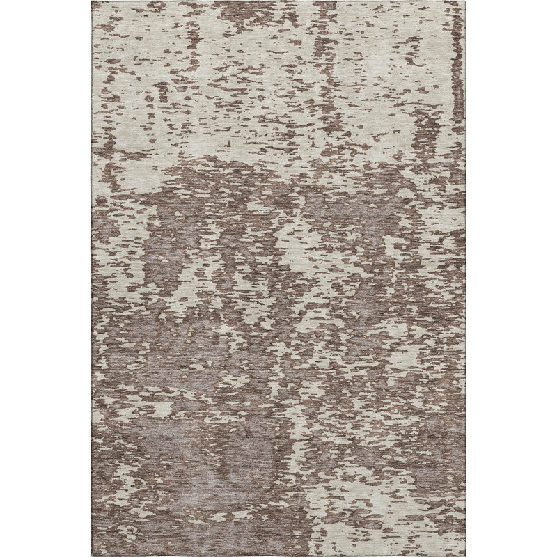Premium Machine Washable Prisco Brown Rug, Rectangle 3' x 5'