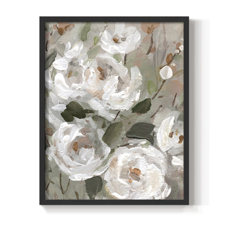 Whitese Blush Garden Framed Print - Solid Wood, H 15 po x l 12 po, Noir, noir, noir, noir