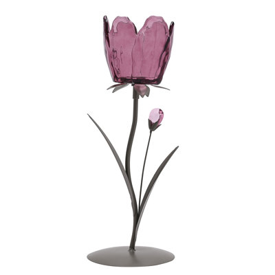 28.5Cm Glass Metal Tabletop Votive Holder