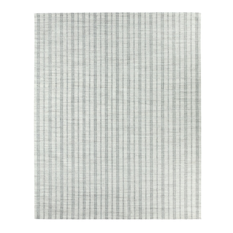 Tapis rayé fabriqué à la main Ginevra , Rectangle 10 pi x 14 pi, Crème/noir