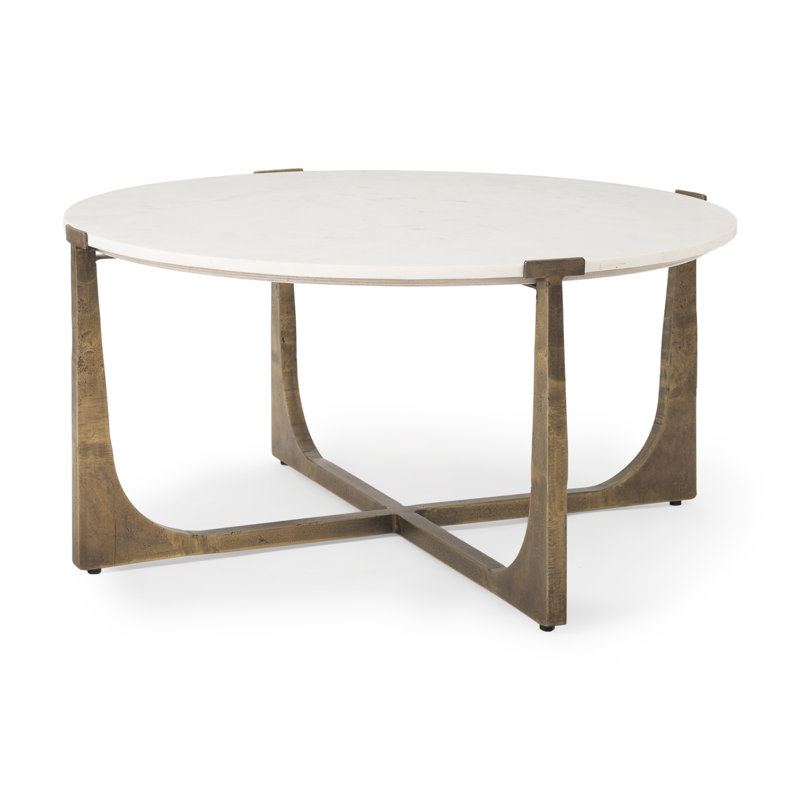 Table basse à pieds croisés, Blanc, Marbre