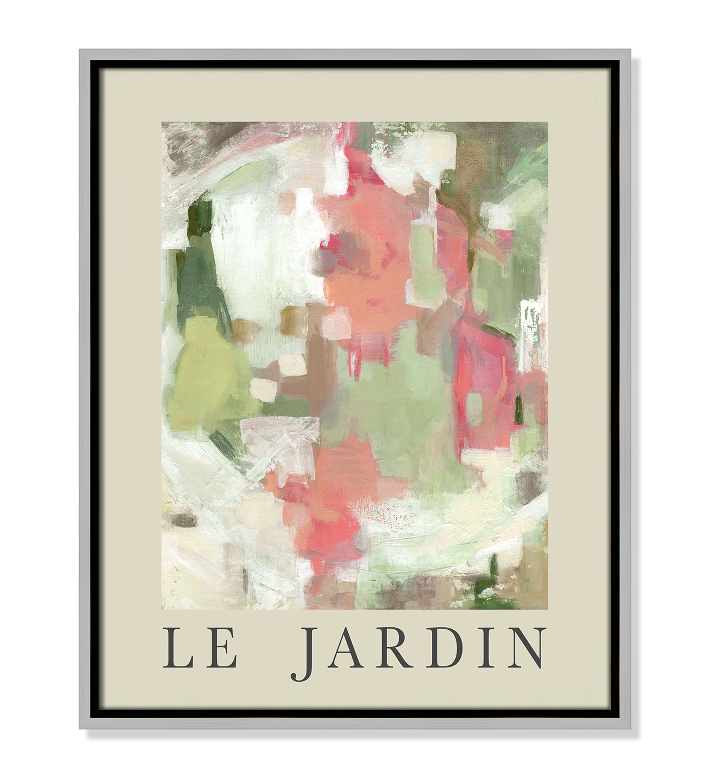 Riya "Le Jardin" Print by Carol Robinson, Silver Floater Frame, No, 21.5" H x 17.5" W x 2" D