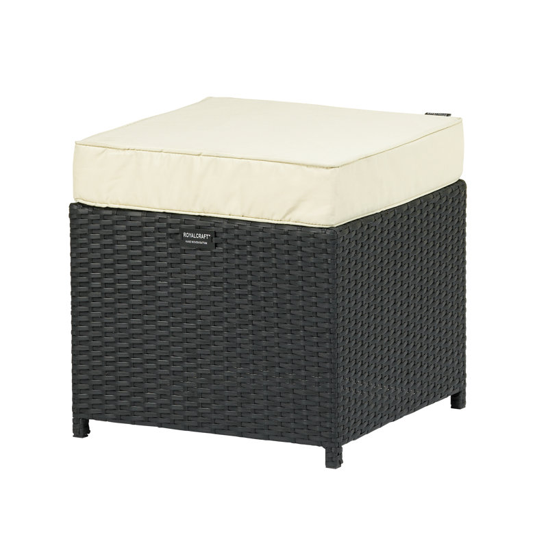 Cannes Garden Stool with Cushion, Ebony Black