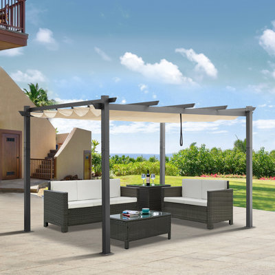 13 Ft. W X 10 Ft. D Aluminum Pergola with Canopy