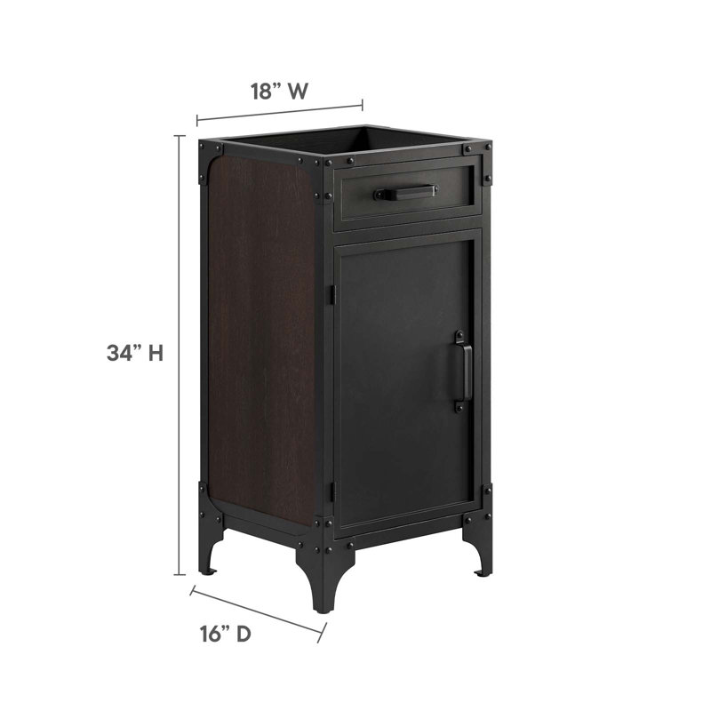 Black Metal and MDF Industrial Bathroom Vanity Cabinet
