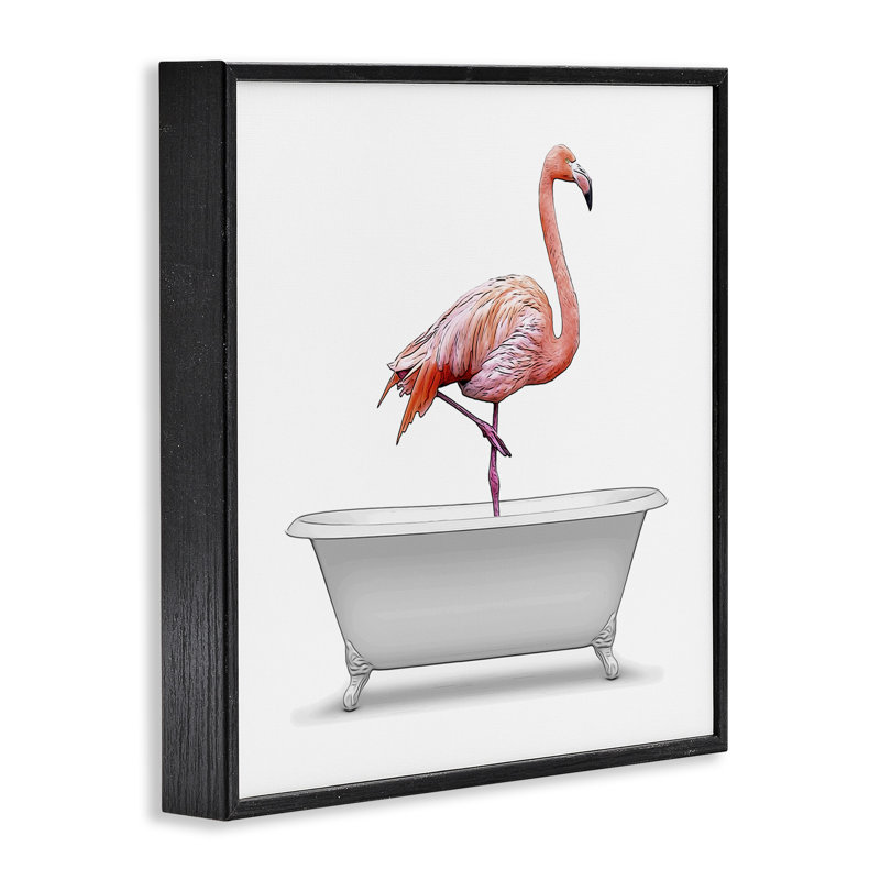 Baignoire de salle de bain antique Flamingo par Annalisa Latella - impression sur bois, H 17 po x l 17 po x P 1,5 po