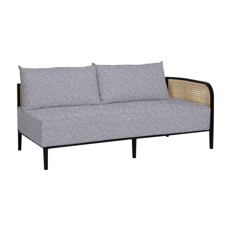 Havana Cane N-Dura Resin Wicker Outdoor Right Arm Facing Sectional, Dove Sunbrella® Linen, No welt + Standard fill