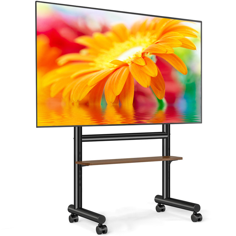 Support de télévision sur roulettes robuste avec tablette et capacité de charge de 150 lb
