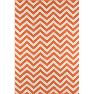Tapis orange / ivoire tissé à la machine Irita