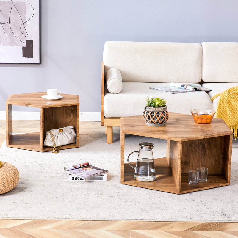 Table basse hexagonale minimaliste - motifs charmants, rangement supplémentaire, entretien simple, installation multifonctionnelle attrayante