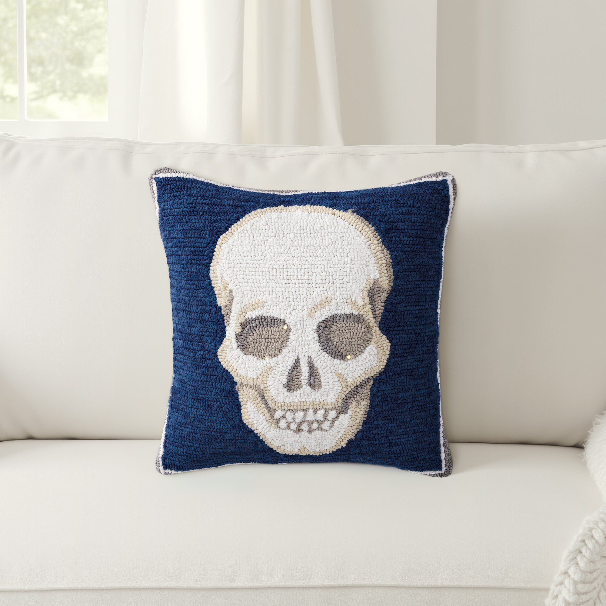 Embroidered Indoor/Outdoor Throw Pillow