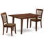 L'ensemble de table de cuisine 3 pièces contient une table de salle à manger rectangulaire avec rallonge papillon et 2 chaises en tissu de lin, acajou-106903810-106903814