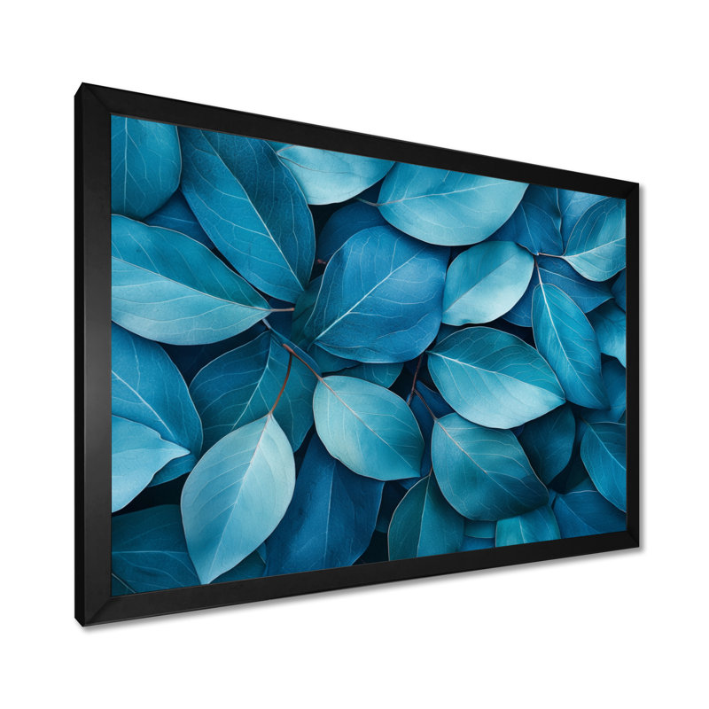 Imia, feuilles bleu sarcelle monochromes III - art mural, H 12 po x l 20 po, Noir