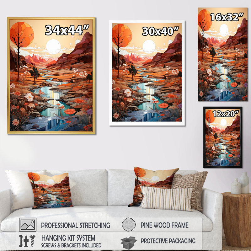 «Native Navajo Landscape» sur toile, Toile tendue, H 44 po x l 34 po