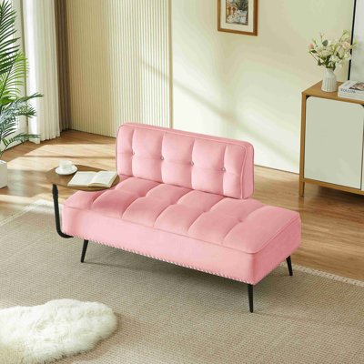 Canapé moderne à deux places en velours avec dossier et table d'appoint rotative à 360 ° - Repose-pieds, banc multiusage, ensemble de bureau et de chaise, conception peu encombrante