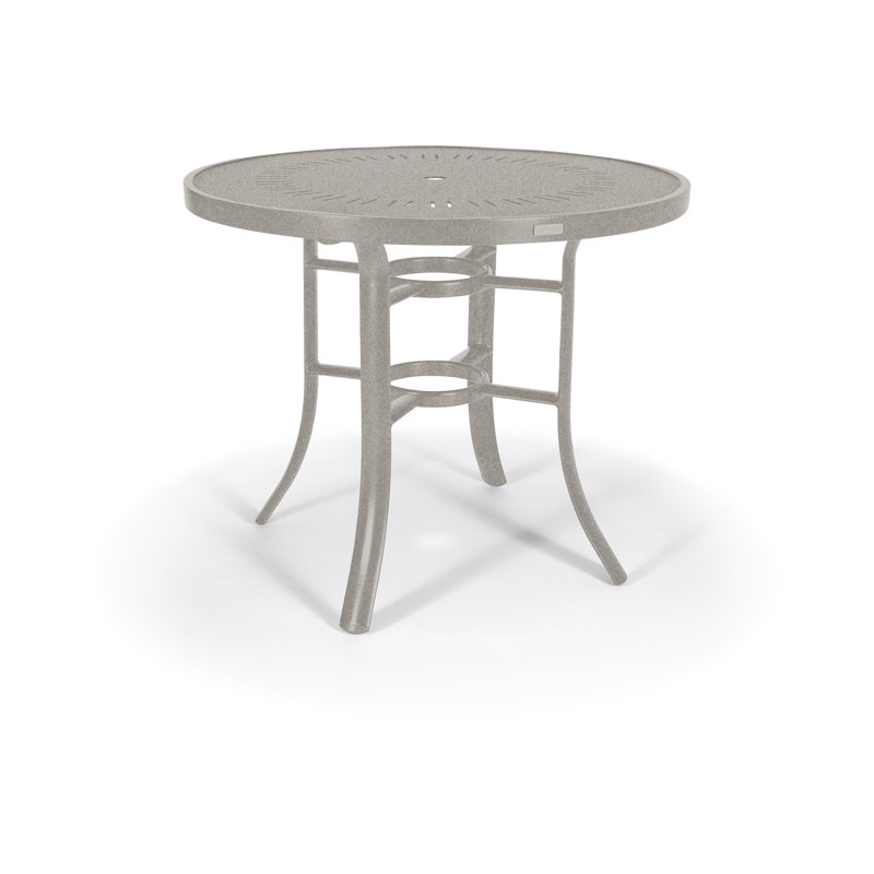 Icon 42" Round KD Balcony Table, 34.75" H x 42" W x 42" D, Gray / Driftwood