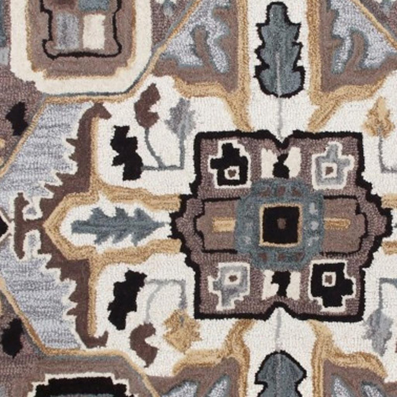 Tapis gris et beige 7 'Medallion