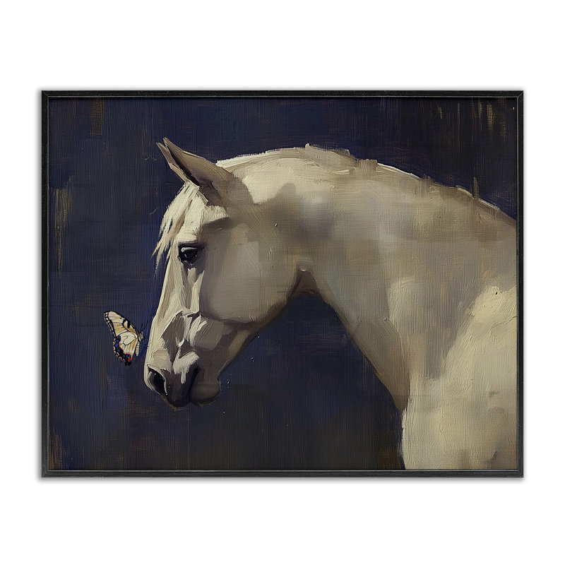 Giclée encadrée «Peaceful Meeting Horse & Butterfly», conception par Svetlana Aleynikova, H 16 po x l 20 po