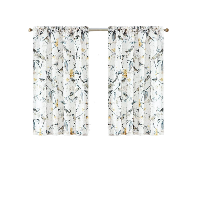 Gray Polyester Tier Window Curtains Set of 2