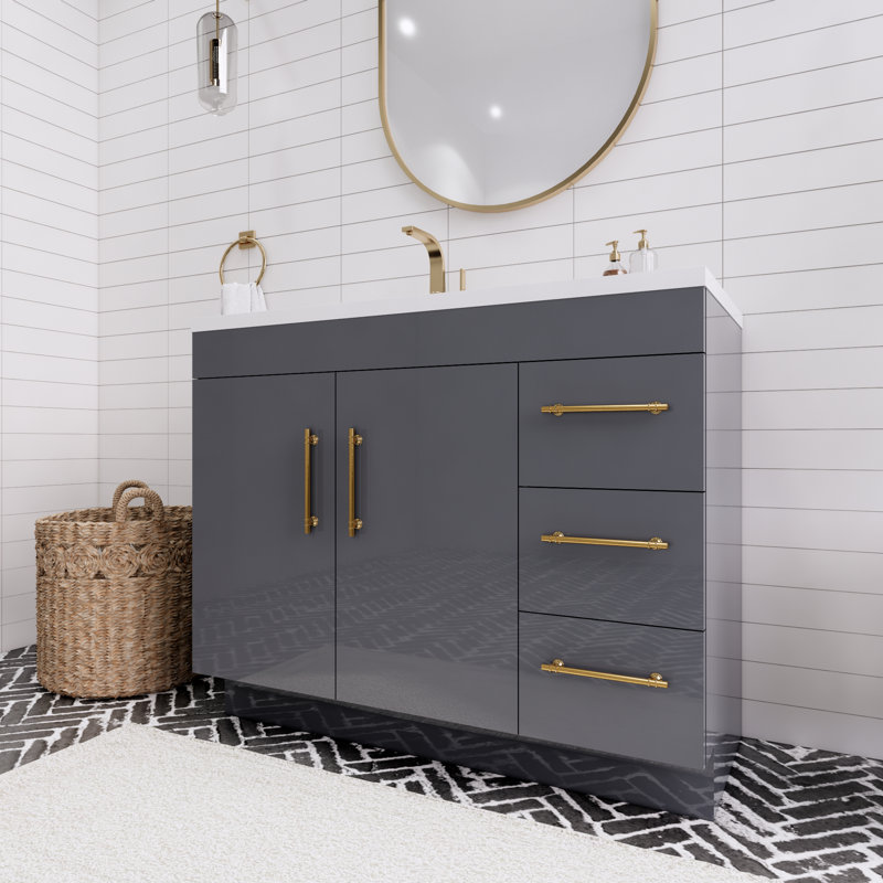 Ensemble de meuble-lavabo simple 42 po Spring, Gris brillant