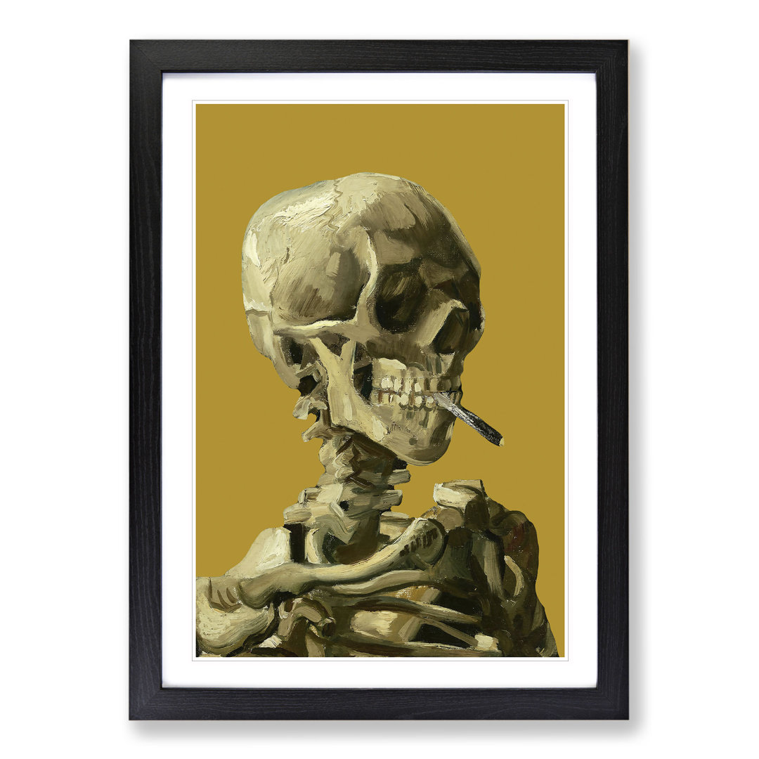 Mustard Skull of a Skeleton with Cigarette by Vincent Van Gogh - Picture Frame Painting