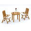 4 Seats 5 Pcs Grade-A Teak Wood Dining Set: 36" Round Table And 4 Marley Folding Reclining Arm Chairs #11MR0704-194645324