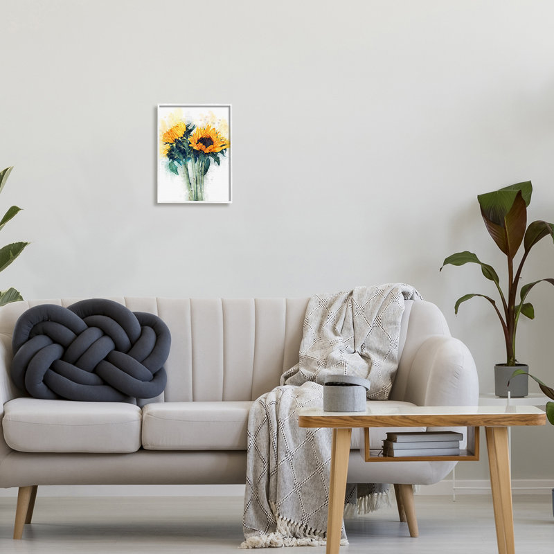 Assortiment de tournesols avec art décoratif sur toile par Ziwei Li, Giclée encadrée blanc bord de mer, H 11 po x l 14 po