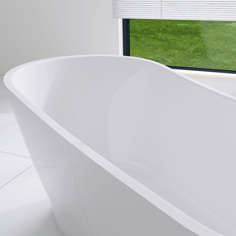 Baignoire de trempage autoportante 63 po en acrylique blanc brillant 63 po