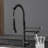 Single Handle Kitchen Sink Faucet With Pull Down , Stainless Steel, High Arch Spout Design, Easy To Clean Surface Black Faucet, 360 Rotation, Use And Maintain-1500545777-1500545779