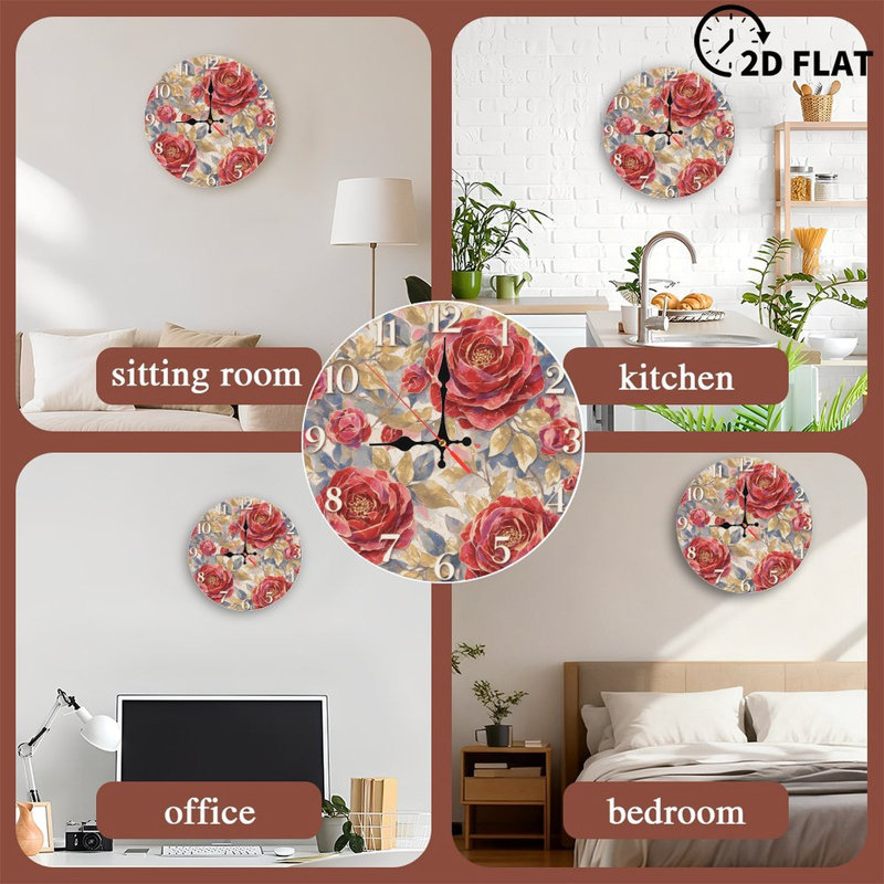 Horloge avec roses rouges