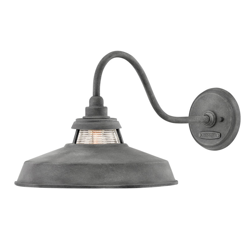 Troyer 1-Light Outdoor Wall Lantern, 11.5" H x 14" W x 24" D, Aged Zinc