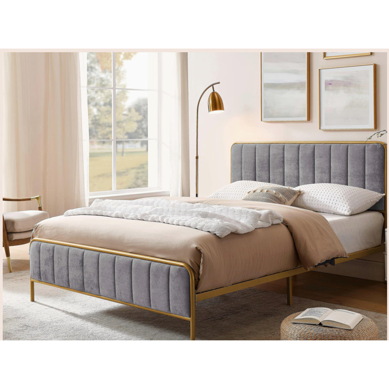 Structure de lit tapissier pour grand lit, Gris