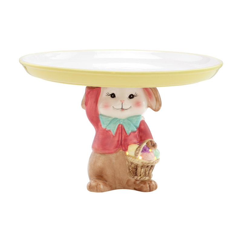Easter Ceramic Bunny Cake Plate, Brown