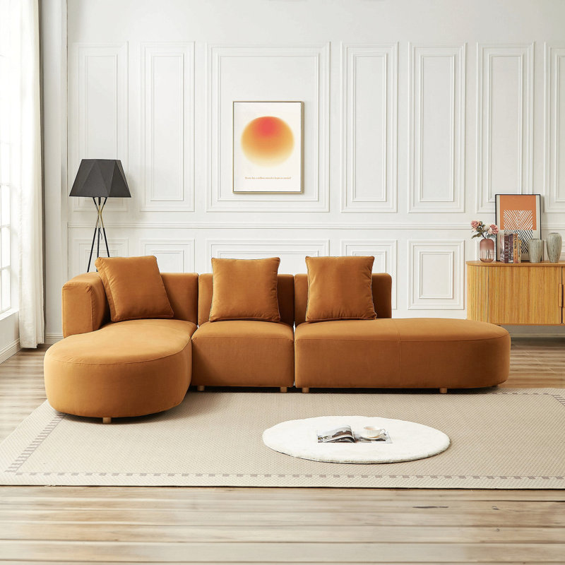 Canapé modulaire en velours pour salon, Orienté à gauche (vu de face)