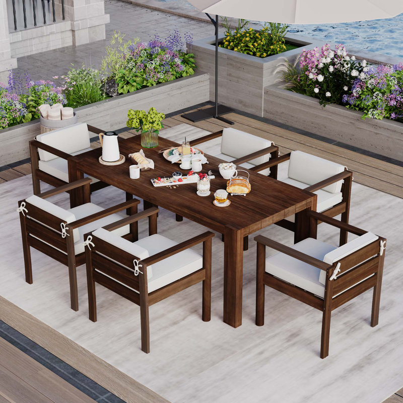 Ensemble de table de salle à manger 7 pièces pour 6 personnes, Moka