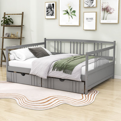 Wooden Daybed with 2 Drawers