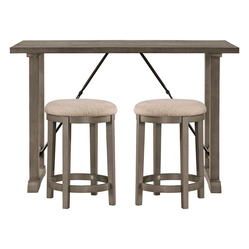 Ensemble de table à hauteur de comptoir 3 pièces avec 2 tabourets en mousse
