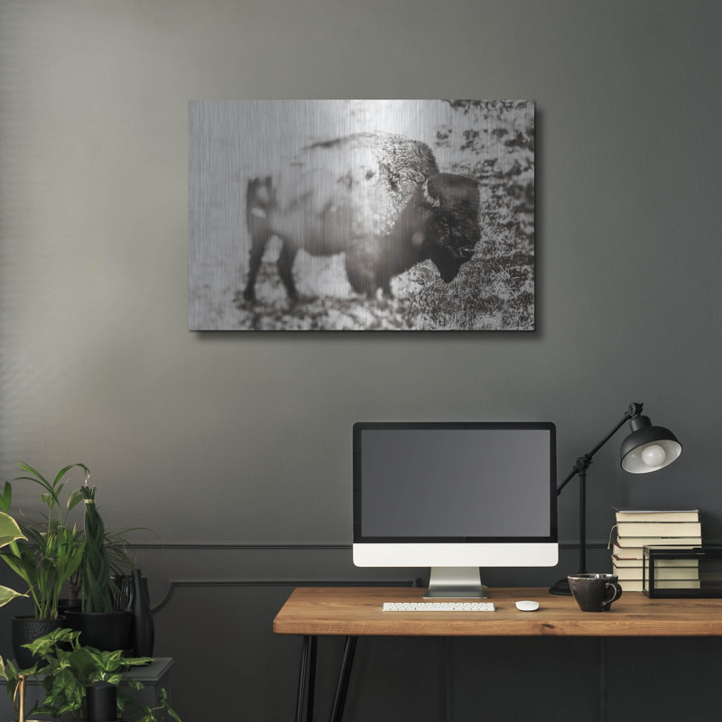 Art mural en métal Union Rustic «Bison Dream» par Nathan Larson, H 24 po x l 36 po