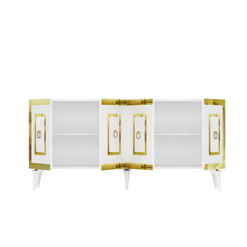 Console moderne de 59,1 po x 15,7 po x 15,7 po | 100% panneau de particules enduit de mélamine, épaisseur: 0,7 pouce | Conception géométrique élégante, parfaite pour le vestibule ou le salon, mobilier de maison durable et élégant
