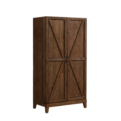 American Heritage Bristol Wine and Spirit Solid Wood Bar Cabinet - Wine Bottle & Glass Storage, Shelves, Drawers & Interior Lighting, Bronze Hardware by American Heritage