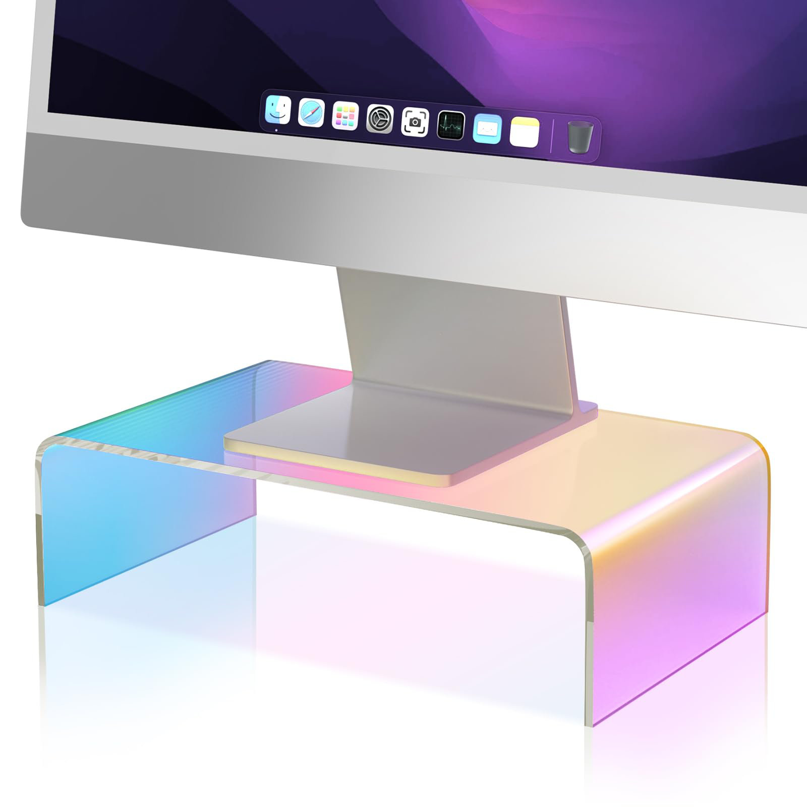 Rgb Color Changing Computer Stand Ivy Bronx Rainbow Colour Acrylic Computer Monitor Stand, Acrylic Laptop ...