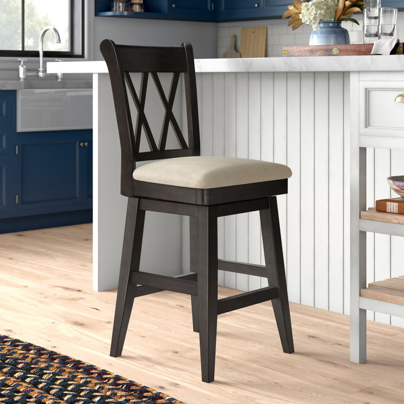 Tabouret de bar et de comptoir pivotant Fortville, Noir antique, Tabouret de comptoir (siège d'une hauteur de 25,7